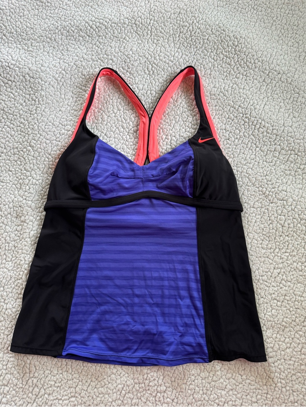 Nike Purple Swim Tankini with Coral Racerback Straps and Black Side Panels